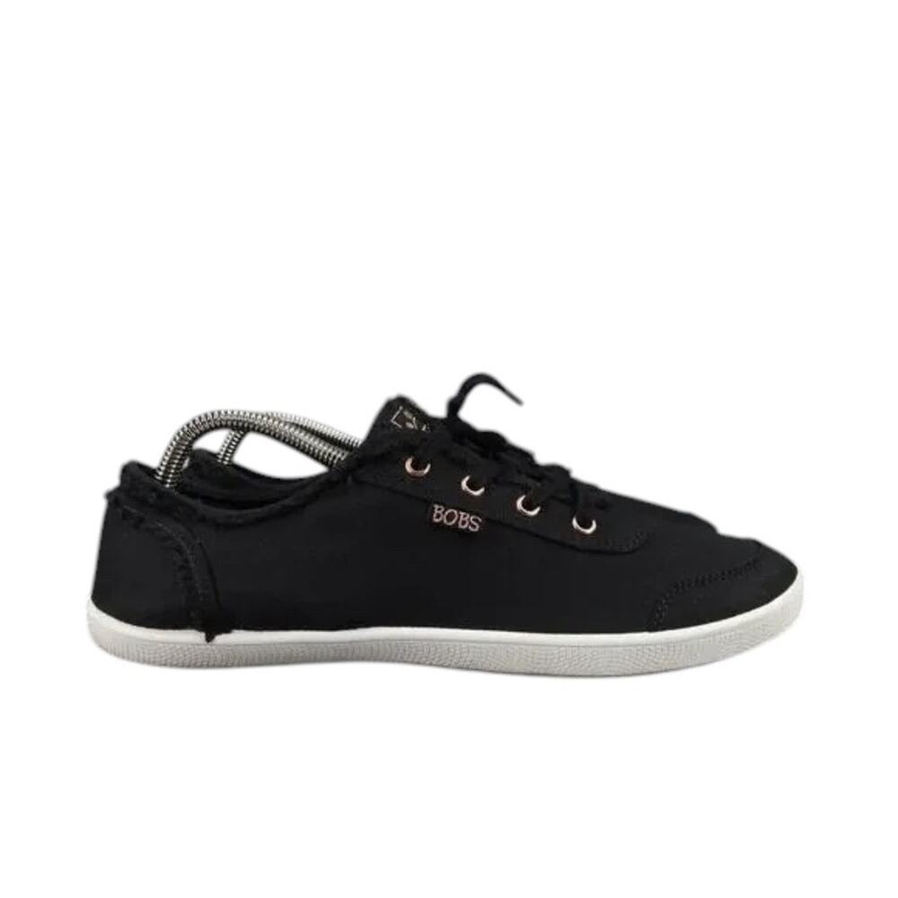 Skechers Shoes Womens 10 Sneaker Casual Bobs B Cute Canvas Black Slip On Comfort
